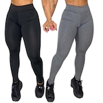 Kit Calça Legging Belmento Básica Cintura Alta - 2 Unidades - Feminina PRETO/CINZA