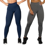 Kit Calça Legging Belmento Básica Cintura Alta - 2 Unidades - Feminina AZUL/CINZA