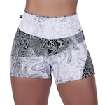 Shorts Orbis Fitness Jacquar degrade Cintura Alta - Feminino BRANCO/PRETO