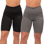 Bermudas Belmento Suplex Fitness - Feminina - 2 Unds PRETO/CINZA