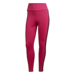 Calça Legging Adidas 3 Listras Feminina HK9951 ROSA/PRETO