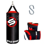 Saco de Pancada Boxe Stylo 70 + Luva de Treino Bate Saco Infantil PRETO