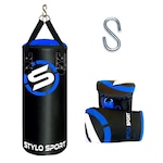 Saco de Pancada Boxe Stylo 70 + Luva de Treino Bate Saco Infantil AZUL