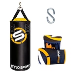 Saco de Pancada Boxe Stylo 70 + Luva de Treino Bate Saco Infantil AMARELO