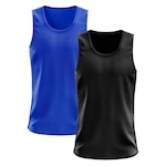 Camiseta Regata Térmica Whats Wear Dry Fit com Proteção Solar UV - Masculina - 2 Unds PRETO/AZUL