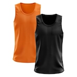 Camiseta Regata Térmica Whats Wear Dry Fit com Proteção Solar UV - Masculina - 2 Unds PRETO/LARANJA