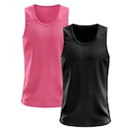 Camiseta Regata Térmica Whats Wear Dry Fit com Proteção Solar UV - Masculina - 2 Unds PRETO/ROSA