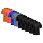 Camiseta Whats Wear Lisa Dry Fit com Proteção Solar UV - Masculina - 9 Unds PRETO/LARANJA