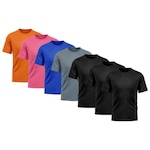 Camiseta Whats Wear Lisa Dry Fit com Proteção Solar UV - Masculina - 7 Unds PRETO/LARANJA