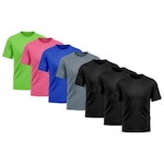 Camiseta Whats Wear Lisa Dry Fit com Proteção Solar UV - Masculina - 7 Unds PRETO/ROSA