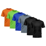 Camiseta Whats Wear Lisa Dry Fit com Proteção Solar UV - Masculina - 6 Unds PRETO/LARANJA