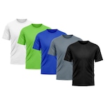 Camiseta Whats Wear Lisa Dry Fit com Proteção Solar UV - Masculina - 5 Unds PRETO/BRANCO