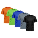 Camiseta Whats Wear Lisa Dry Fit com Proteção Solar UV - Masculina - 5 Unds PRETO/LARANJA