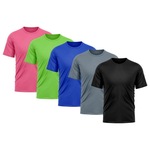 Camiseta Whats Wear Lisa Dry Fit com Proteção Solar UV - Masculina - 5 Unds PRETO/ROSA