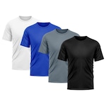 Camiseta Whats Wear Lisa Dry Fit com Proteção Solar UV - Masculina - 4 Unds PRETO/BRANCO