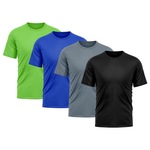 Camiseta Whats Wear Lisa Dry Fit com Proteção Solar UV - Masculina - 4 Unds PRETO/CINZA