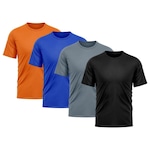 Camiseta Whats Wear Lisa Dry Fit com Proteção Solar UV - Masculina - 4 Unds PRETO/LARANJA