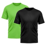 Camiseta Whats Wear Lisa Dry Fit com Proteção Solar UV - Masculina - 2 Unds PRETO/VERDE