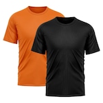 Camiseta Whats Wear Lisa Dry Fit com Proteção Solar UV - Masculina - 2 Unds PRETO/LARANJA