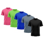 Camiseta Whats Wear Raglan Dry Fit com Proteção Solar UV - Masculina - 5 Unds PRETO/AZUL