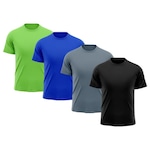 Camiseta Whats Wear Raglan Dry Fit com Proteção Solar UV - Masculina - 4 Unds PRETO/AZUL