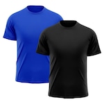 Camiseta Whats Wear Raglan Dry Fit com Proteção Solar UV - Masculina - 2 Unds PRETO/AZUL