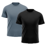 Camiseta Whats Wear Raglan Dry Fit com Proteção Solar UV - Masculina - 2 Unds PRETO/CINZA