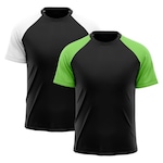 Camiseta Whats Wear Raglan Dry Fit com Proteção Solar UV - Masculina - 2 Unds BRANCO/VERDE