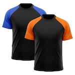 Camiseta Whats Wear Raglan Dry Fit com Proteção Solar UV - Masculina - 2 Unds LARANJA/AZUL