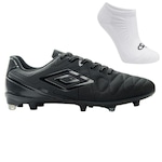 Chuteira de Campo Umbro Attak Eternal + Par de Meias - Adulto PRETO