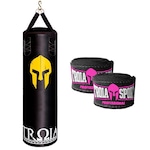 Saco de Pancada Boxe Troia Profissional - 120x100cm + Bandagem Elástica ROSA