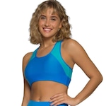 Top Fitness com Bojo Selene Com Recorte Cirrê - Feminino Azul/Verde