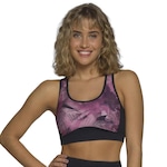 Top Fitness com Bojo Selene Estampado - Feminino ROXO/PRETO