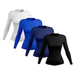 Kit de Camisetas Manga Longa Rony Versátil Proteção Solar UV 50+ Térmica -  4 Unidades - Feminina PRETO/AZUL