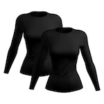 Kit de Camisetas Manga Longa Rony Versátil Proteção Solar UV 50+ Térmica - 2 Unidades - Feminina PRETO