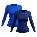 Kit de Camisetas Manga Longa Rony Versátil Proteção Solar UV 50+ Térmica - 2 Unidades - Feminina AZUL