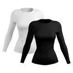 Kit de Camisetas Manga Longa Rony Versátil Proteção Solar UV 50+ Térmica - 2 Unidades - Feminina PRETO/BRANCO