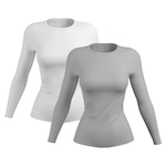 Kit de Camisetas Manga Longa Rony Versátil Proteção Solar UV 50+ Térmica - 2 Unidades - Feminina BRANCO/CINZA