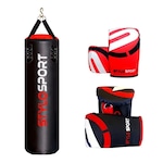 Kit Saco de Pancada Stylo Sport Profissional - 120cm + Luvas Bate Saco - Infantil + Luvas Bate Saco - Adulto Vermelho/Preto