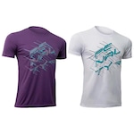 Kit Camisetas Penalty Virtual com 2 Unidades - Masculina BRANCO/ROXO