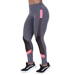 Calça Legging Orbis Fitness Polimiada Recortes Tela e Neon - Feminina CINZA CLA/ROSA