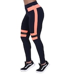 Calça Legging Orbis Fitness Polimiada Recortes Tela e Neon - Feminina PRETO/LARANJA