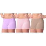 Kit 3 Calcinhas Boxer Selene sem Costura Infantil Roxo/Rosa