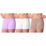 Kit 3 Calcinhas Boxer Selene sem Costura Infantil ROXO/BRANCO