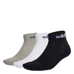 Kit Meia Cano Médio adidas Logo Linear Ankle - 3 Pares - Adulto CINZA/BRANCO