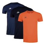 Kit Camisetas Penalty X Plus Size - 3 unidades - Masculino AZUL ESC/LARANJA