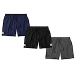 Kit Bermudas Tactel Black Bear com Bolsos e Listras - 3 Unidades - Masculina PRETO/AZUL