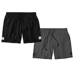 Kit Bermudas Tactel Black Bear com Bolsos e Listras - 2 Unidades - Masculina PRETO/CINZA