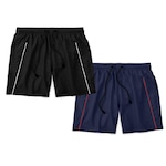 Kit Bermudas Tactel Black Bear com Bolsos e Listras - 2 Unidades - Masculina PRETO/AZUL