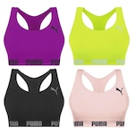 Kit Top Fitness Puma Nadador sem Costura - Feminino - 4 unidades Verde/Roxo Cla